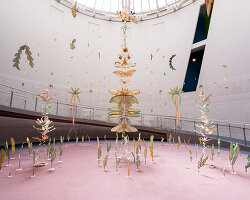 botanical sculptures by mona sugata grow from untreated cotton fabric and slow gestures