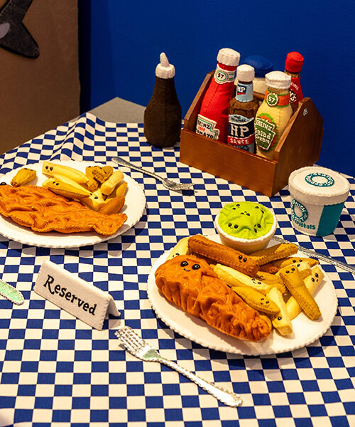 on london's bourdon street, lucy sparrow recreates typical english chippy entirely in felt