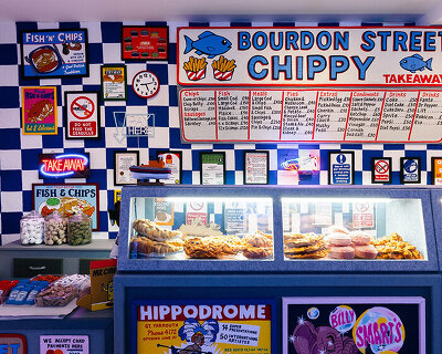 on london's bourdon street, lucy sparrow recreates typical english chippy entirely in felt