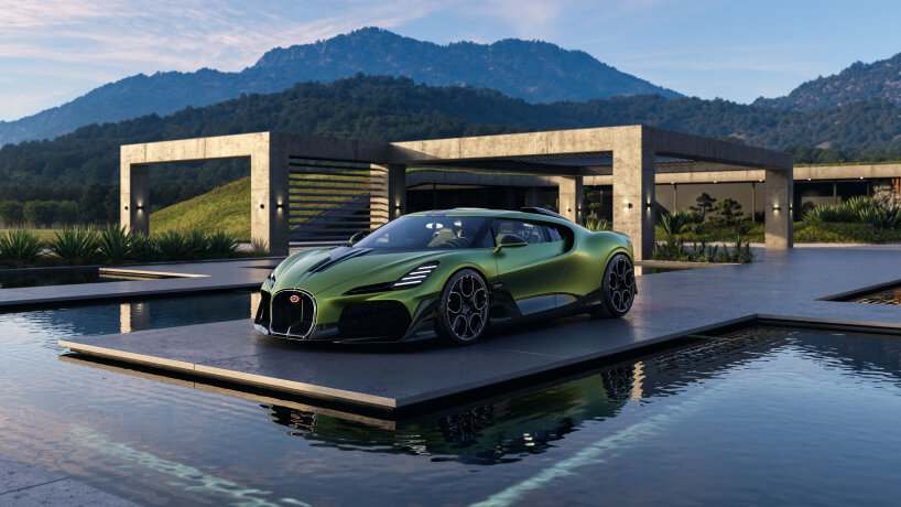 bugatti unveils brouillard coupe with sculpture of ettore's