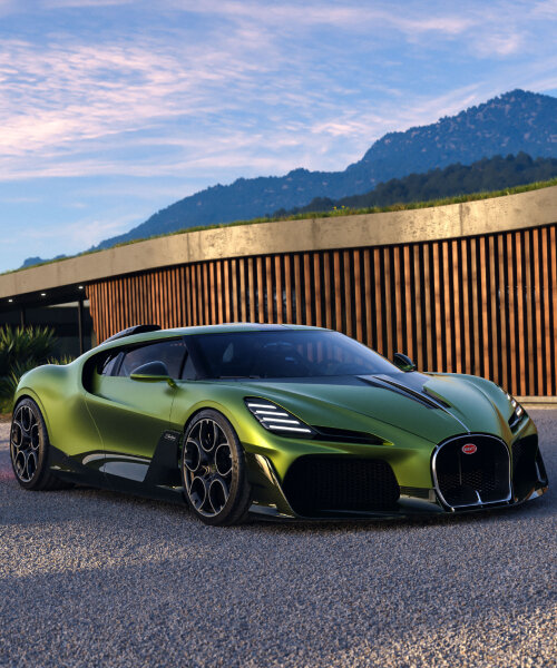 bugatti unveils brouillard coupe with miniature glass sculpture of ettore’s horse in gearshift