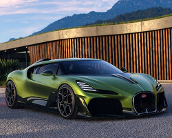 bugatti unveils brouillard coupe with miniature glass sculpture of ettore’s horse in gearshift