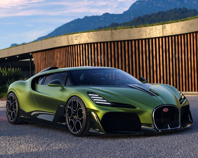 bugatti unveils brouillard coupe with miniature glass sculpture of ettore’s horse in gearshift