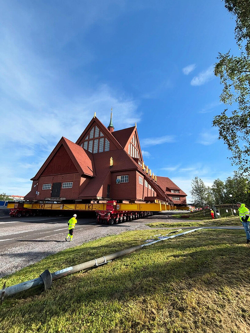 century-old church travels in one piece to escape expanding iron mine in kiruna, sweden