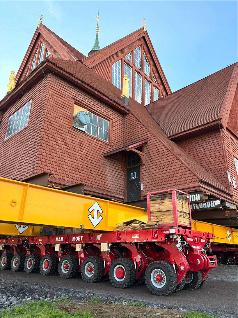 century-old church travels in one piece to escape expanding iron mine in kiruna, sweden