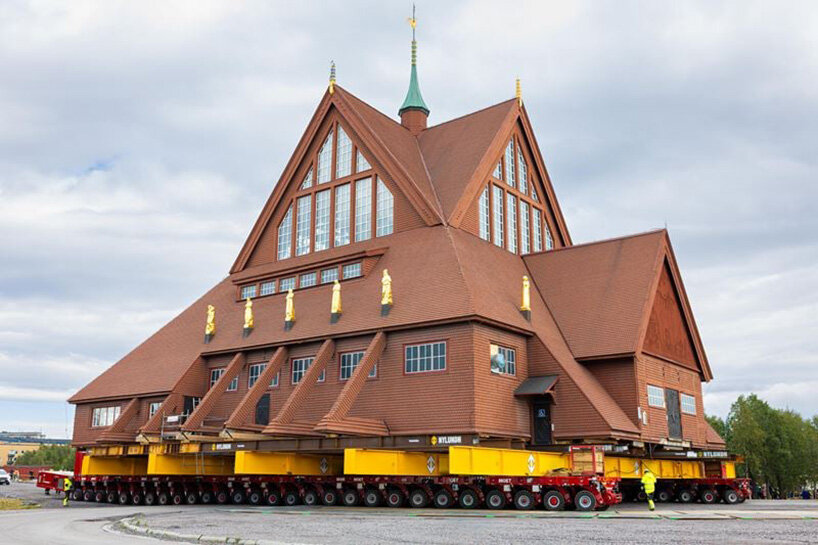 century-old church travels in one piece to escape expanding iron mine in kiruna, sweden