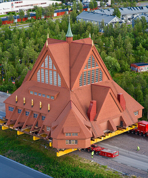 century-old church travels in one piece to escape expanding iron mine in kiruna, sweden