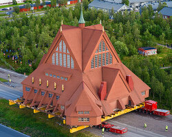 century-old church travels in one piece to escape expanding iron mine in kiruna, sweden