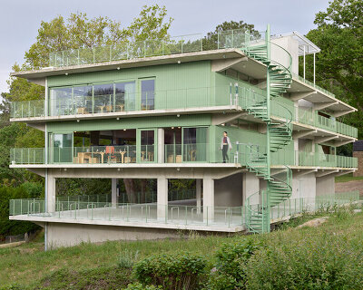 collectif encore designs wikicampers workspace with wraparound balconies in france
