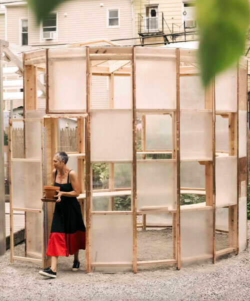 ellipsoidal greenhouse by SAW.Earth and design students brings sunlight to brooklyn garden