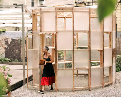 ellipsoidal greenhouse by SAW.Earth and design students brings sunlight to brooklyn garden