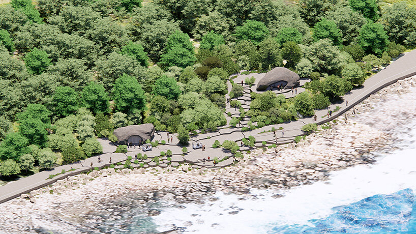 MVRDV Instalaciones turísticas en forma de piedra agrietada en la costa sur de Taiwán