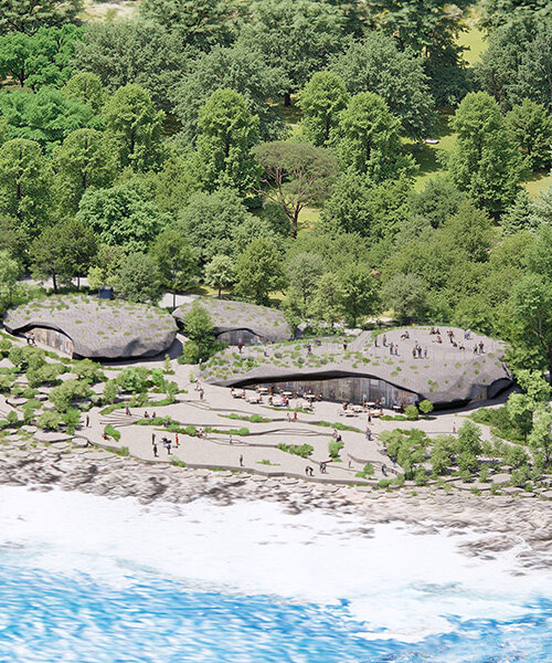 fractured stone forms shape tourist facilities by MVRDV on taiwan's southern coastline