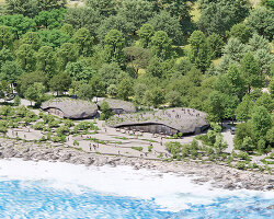 fractured stone forms shape tourist facilities by MVRDV on taiwan's southern coastline