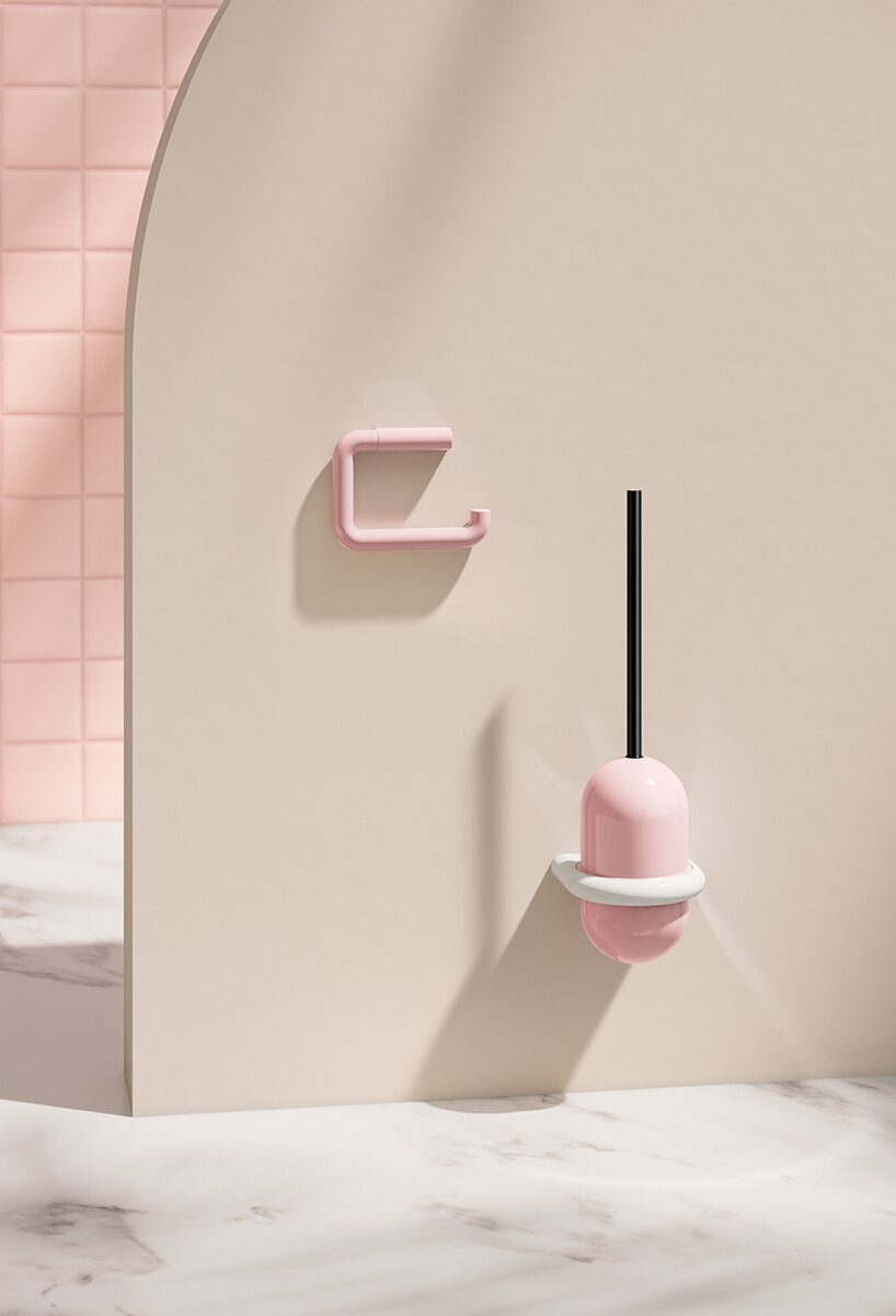barbie and HEWI join forces for unlimited sanitary collection of pink-hued bauhaus lines