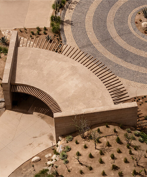 MEDEZA shapes brutalist desert canyon entrance as sundial in los cabos, mexico