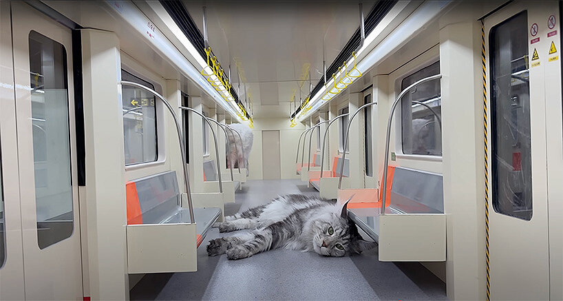 miniature metro system by xing's world carries first feline passengers in cat town