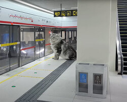 miniature metro system by xing's world carries first feline passengers in cat town