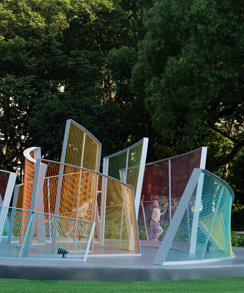 nylon ropes shape colorful curved contours for mars studio's
