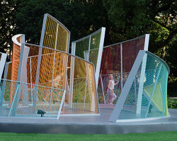 overlapping nylon ropes shape colorful curved contours for mirage installation in shanghai