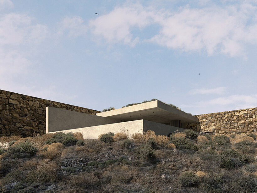 onus embeds net-zero island residence into the greek landscape using local materials