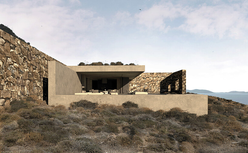onus embeds net-zero island residence into the greek landscape using local materials