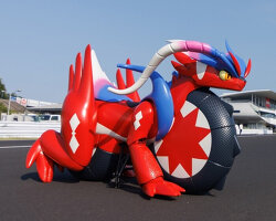 real-life honda koraidon pokémon motorcycle runs and blinks during its suzuka circuit debut
