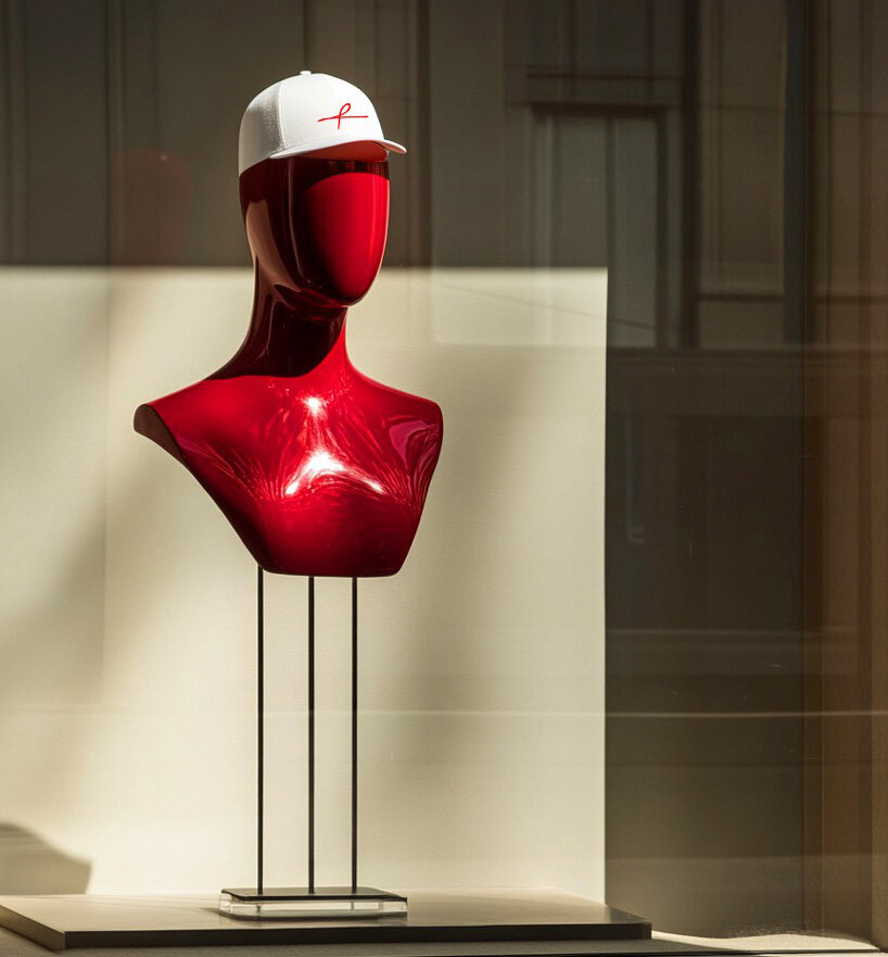 Los elementos de escultura roja definen la tienda insignia de Arks en Mumbai