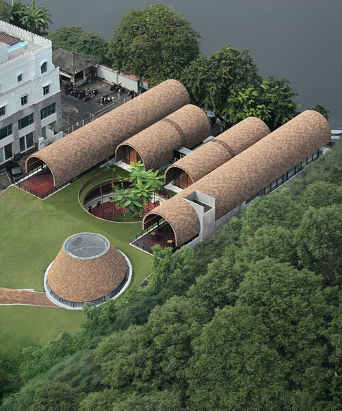 four arched shelters by RAD+ar expand upon layered sloped garden in north jakarta