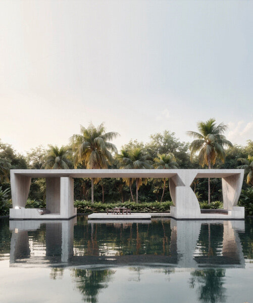 shir-dal retreat by mohamad rasoul moosapour seems to float among lush nature