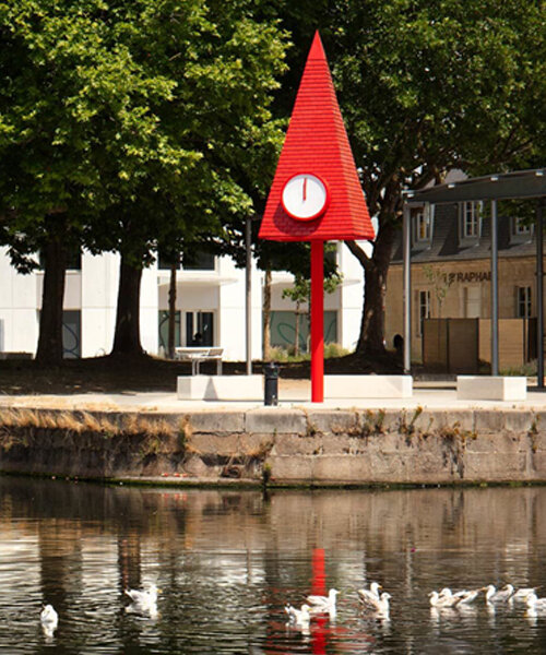 studio 5?5 rises 101st spire in caen as a glowing red monument to the city's millennium