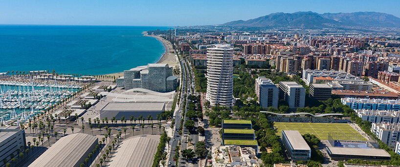 zaha hadid architects' 21-story tower leads neighborhood regeneration proposal in malaga