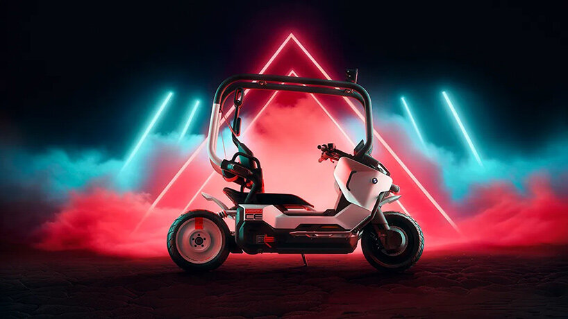 BMW Motorrad Designs Visi CE Electric Scotter dengan kandang gulung untuk balap tanpa helm