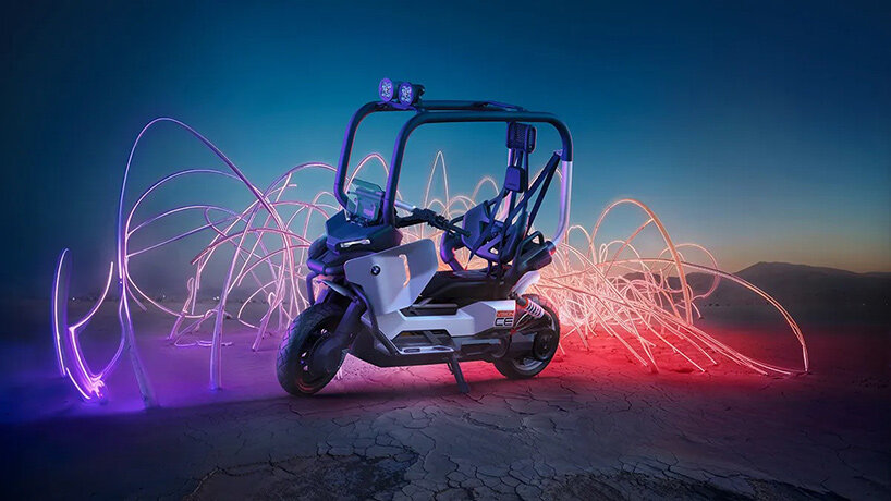 BMW Motorrad Designs Visi CE Electric Scotter dengan kandang gulung untuk balap tanpa helm