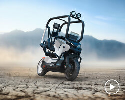 BMW motorrad designs vision CE electric scooter with a roll-cage for helmet-free riders
