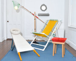 nuts + bolts exhibition in NY shows hardware store supplies as DIY chairs, tables and lamps