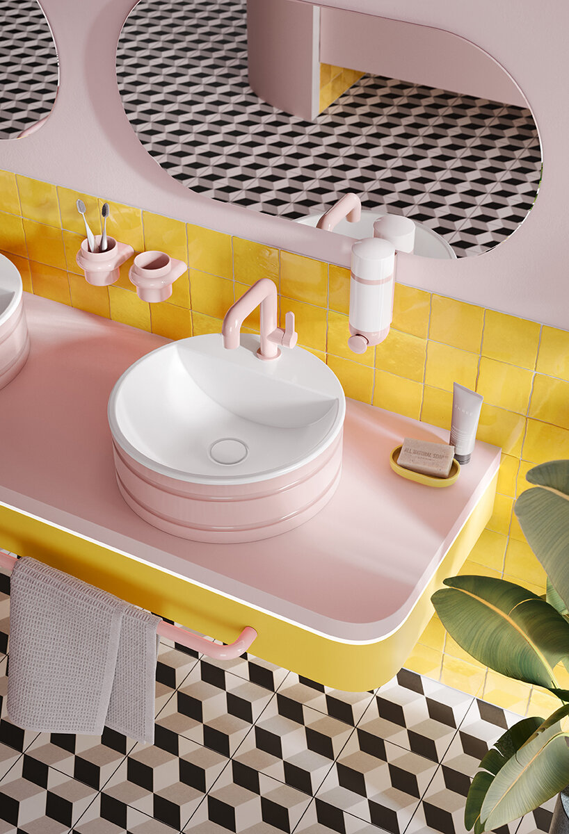 the barbie x HEWI bathroom collection extends to homes, hotels and maternity wards