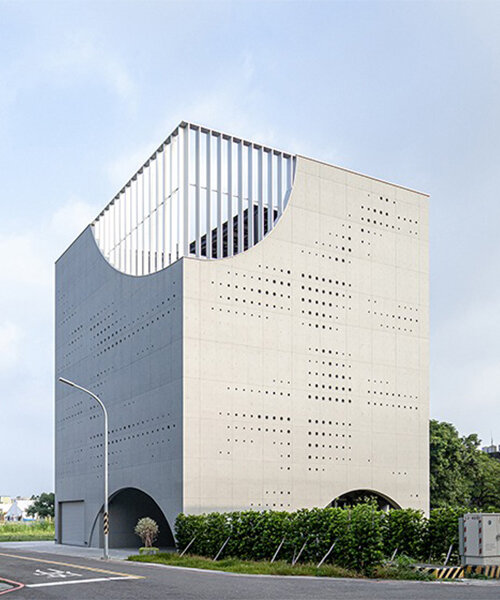 concrete corporate HQ by air matters + 16 arch studio emerges as container of light in taiwan
