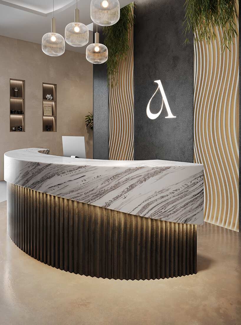 Las formas, curvas y retroiluminación de la superficie sólida de Corian® brindan a los hoteles opciones desde spas hasta paredes esculturales