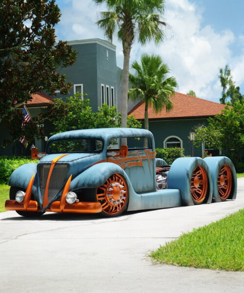 drivable ‘cab over evolved’ six-wheeler draws design from hot wheels diecast models