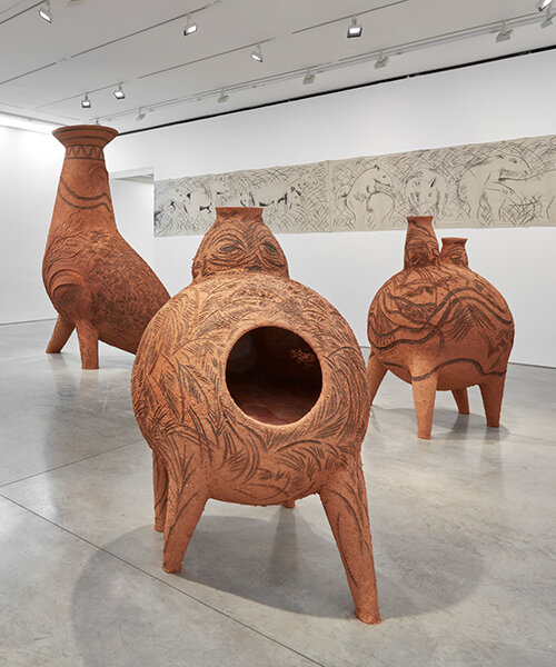 massive adobe ovens by artist gabriel chaile march across marianne boesky's NYC gallery