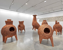 massive adobe ovens by artist gabriel chaile march across marianne boesky's NYC gallery