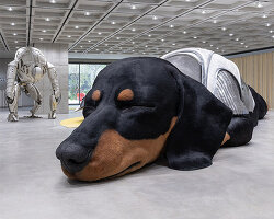 gentle monster's haus nowhere opens in seoul with giant breathing dachshund installation
