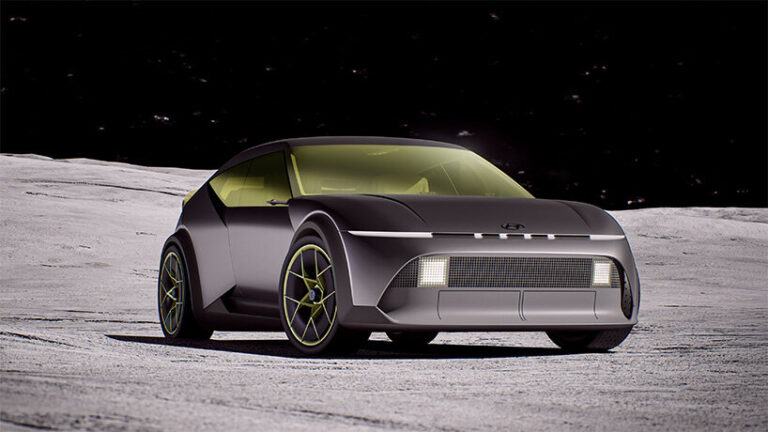 hyundai's concept three EV glows with lemon-tinted glass