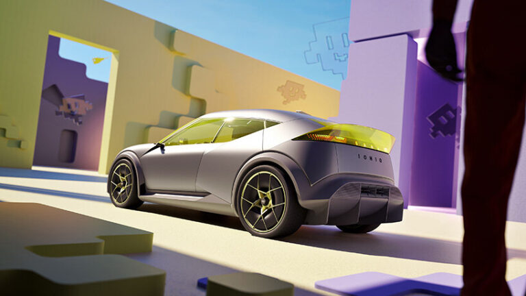 hyundai's concept three EV glows with lemon-tinted glass