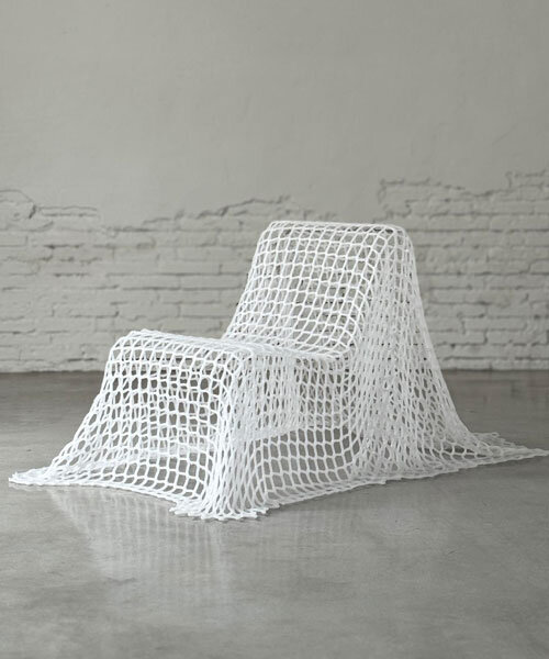 discarded polypropylene nets reshape into permeable functional sculptures by iranzo