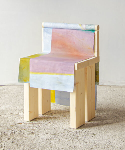 lifelines collection merges painted abstract landscapes with furniture design