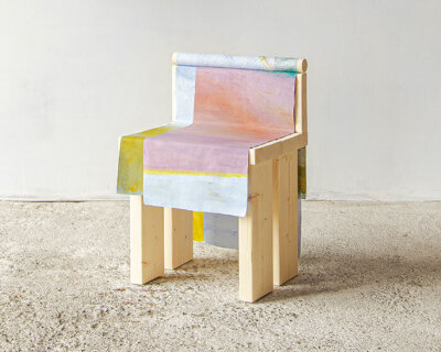 lifelines collection merges painted abstract landscapes with furniture design