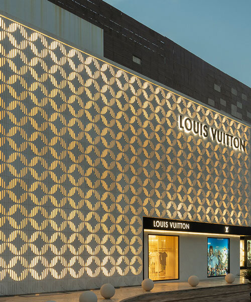 louis vuitton's cancun boutique unveils concrete facade with sculpted flower motif