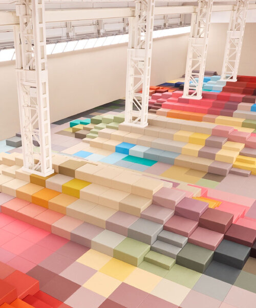 marc newson's colorful pixel boxes set the stage for FENDI's SS26 runway show
